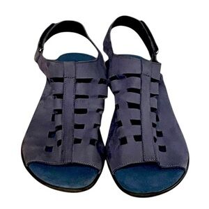 Sesto Meucci Navy Blue Suede Leather Cutout Sandals Slingback